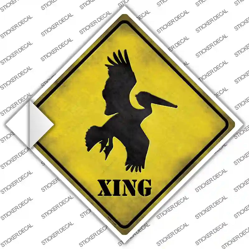 Pelican Xing Novelty Diamond Sticker Decal