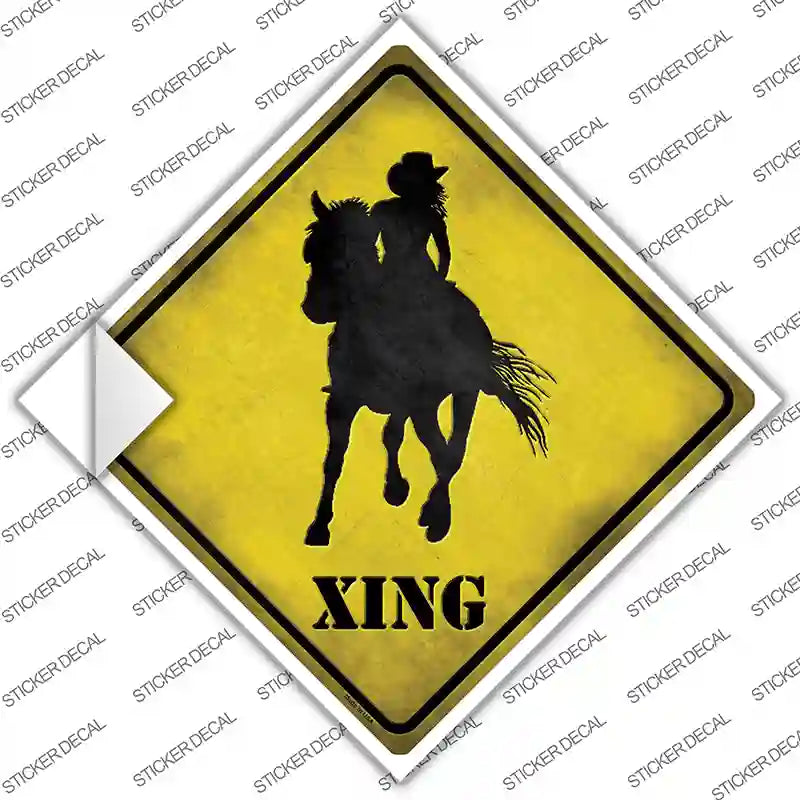 Cowgirl Xing Novelty Diamond Sticker Decal