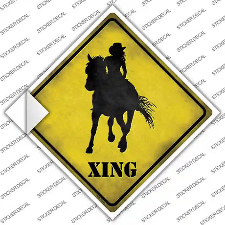 Cowgirl Xing Novelty Diamond Sticker Decal