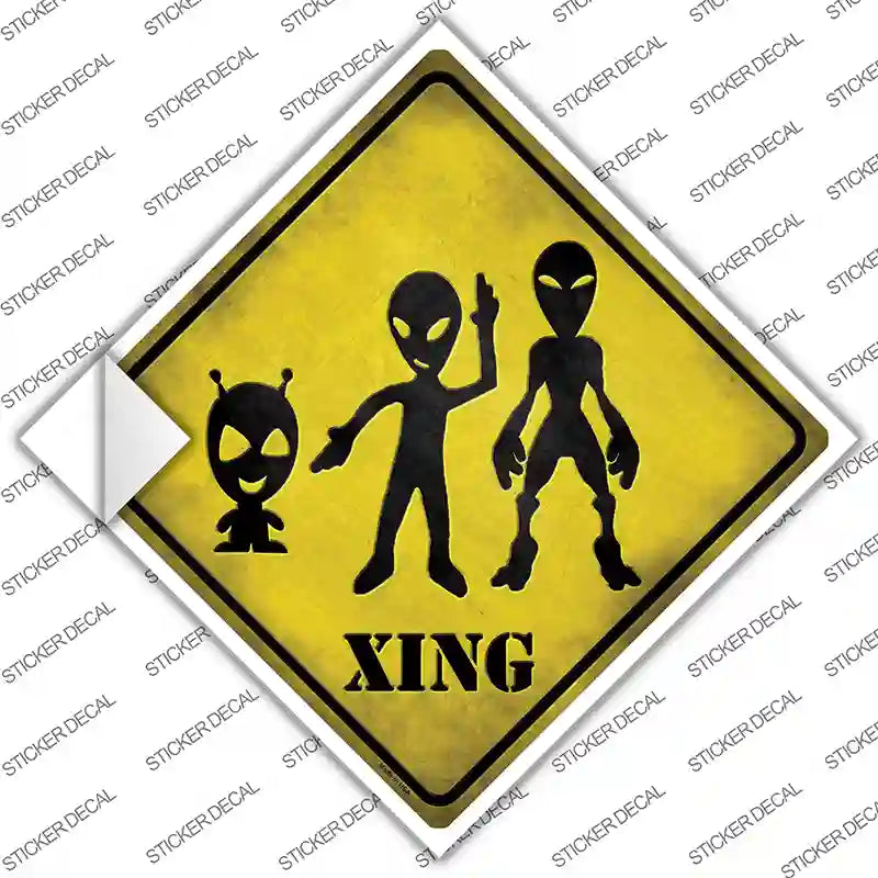Aliens Xing Novelty Diamond Sticker Decal