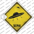 UFO Spaceship Xing Novelty Diamond Sticker Decal