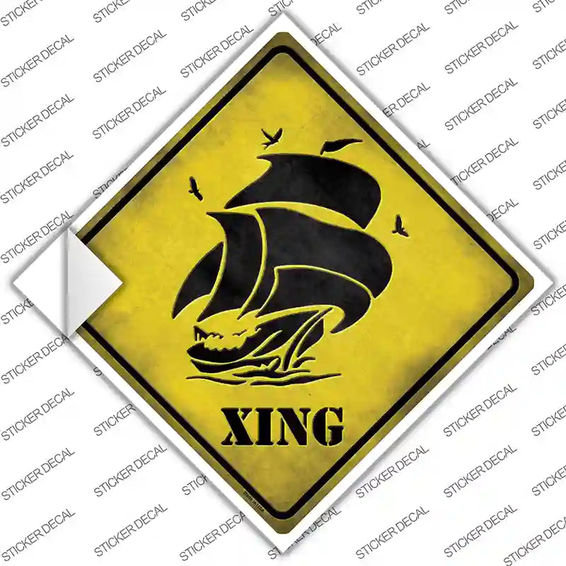 Sailboat Xing Novelty Diamond Sticker Decal