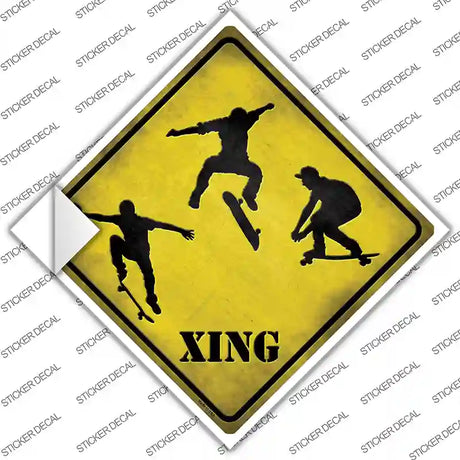 Skateboarder Xing Novelty Diamond Sticker Decal
