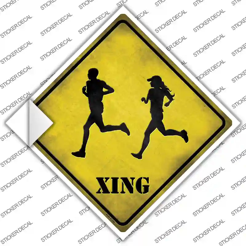 Runners Xing Novelty Diamond Sticker Decal