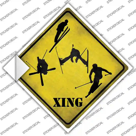 Skier Xing Novelty Diamond Sticker Decal