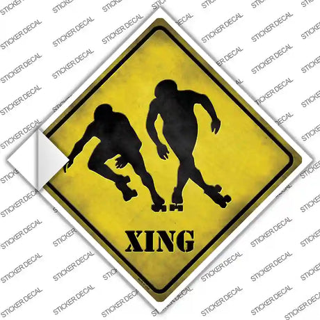 Rollerskaters Xing Novelty Diamond Sticker Decal