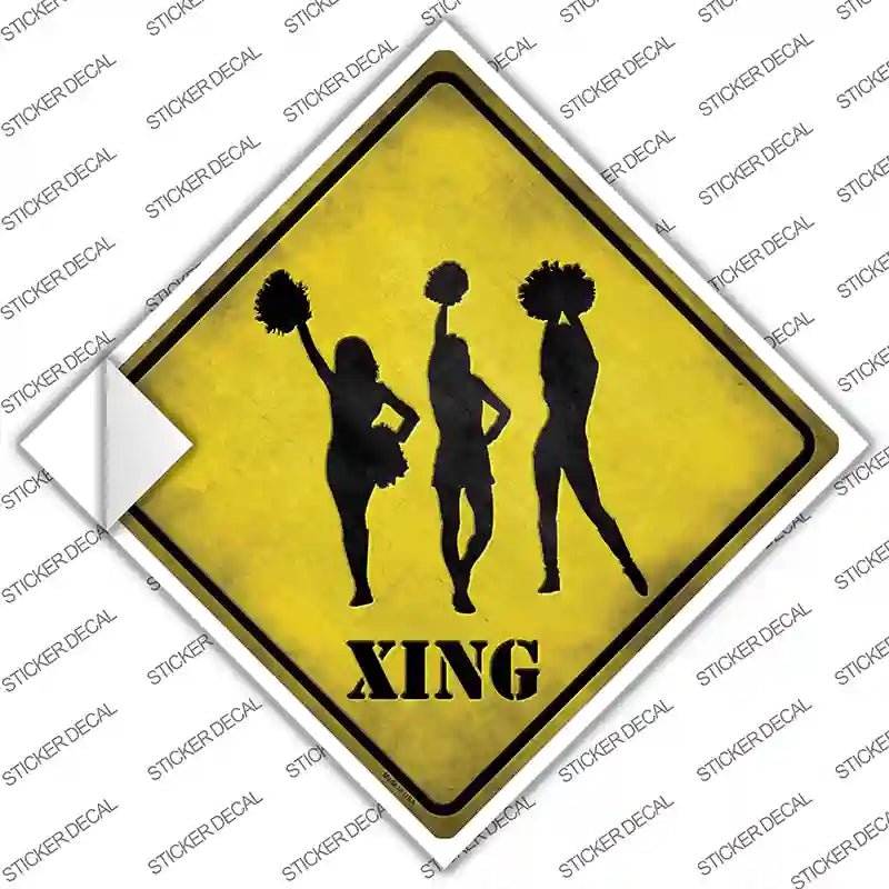 Cheerleaders Xing Novelty Diamond Sticker Decal