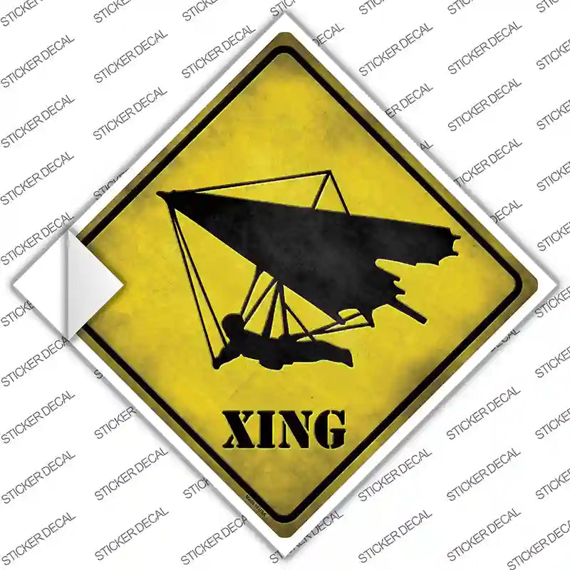 Hang Glider Xing Novelty Diamond Sticker Decal