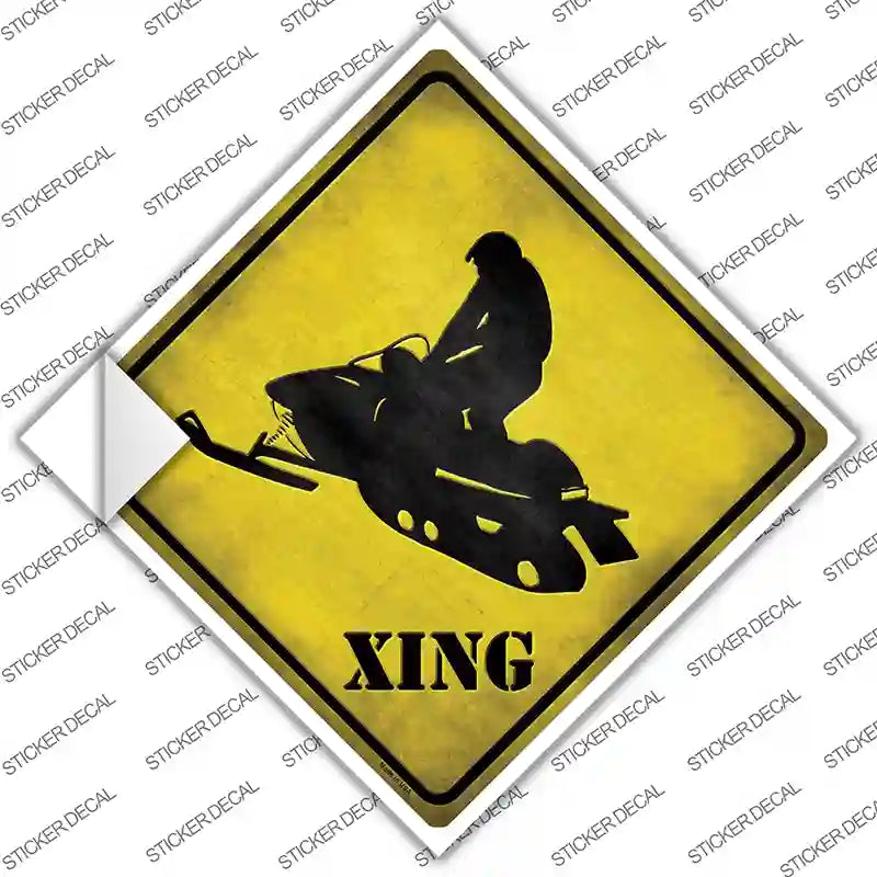 Snow Mobile Xing Novelty Diamond Sticker Decal