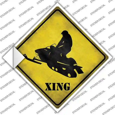 Snow Mobile Xing Novelty Diamond Sticker Decal