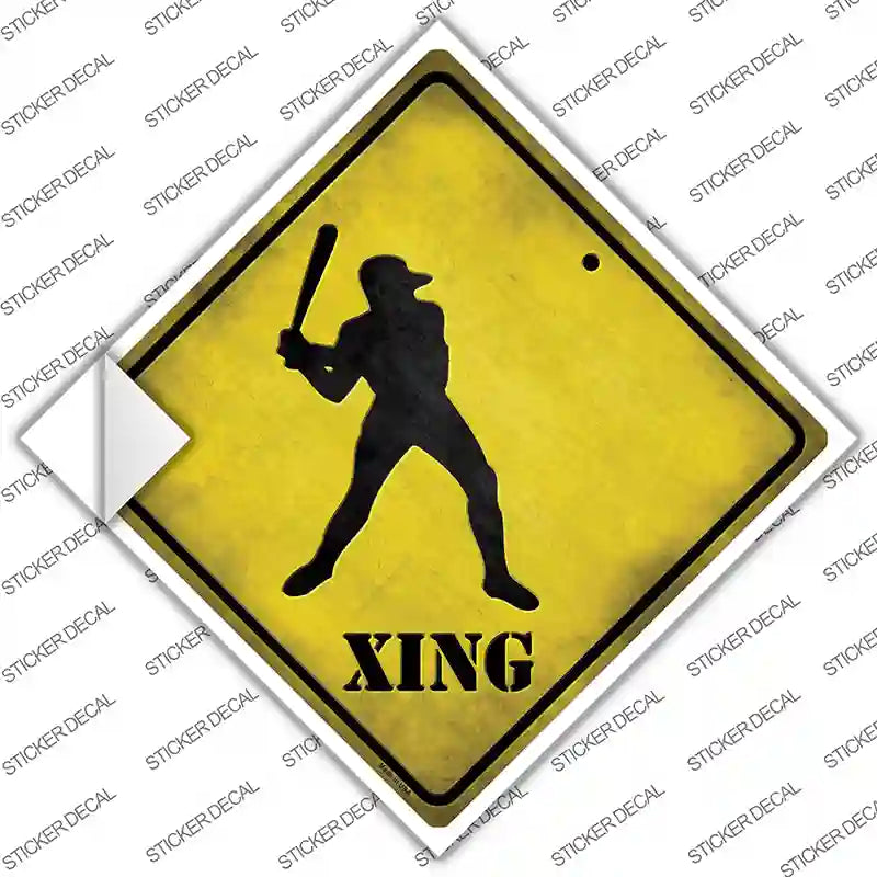 Baseball Xing Novelty Diamond Sticker Decal