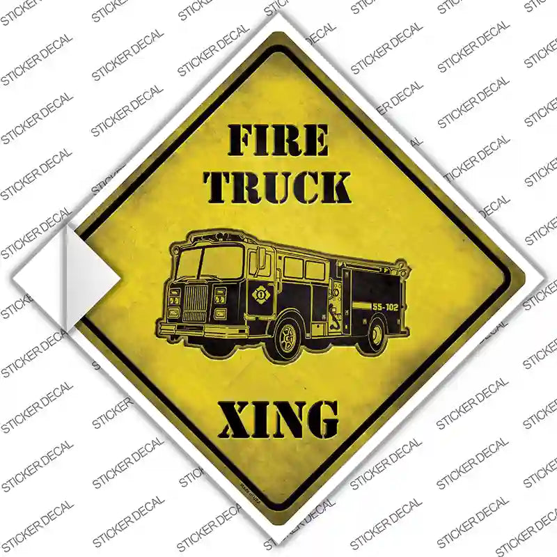 Fire Truck Xing Novelty Diamond Sticker Decal