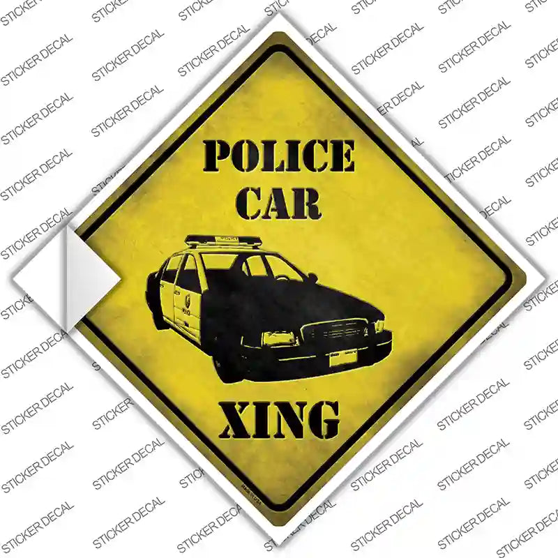 Police Car Xing Novelty Diamond Sticker Decal