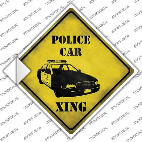 Police Car Xing Novelty Diamond Sticker Decal