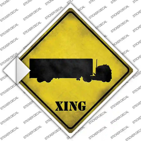 Semi Truck Xing Novelty Diamond Sticker Decal