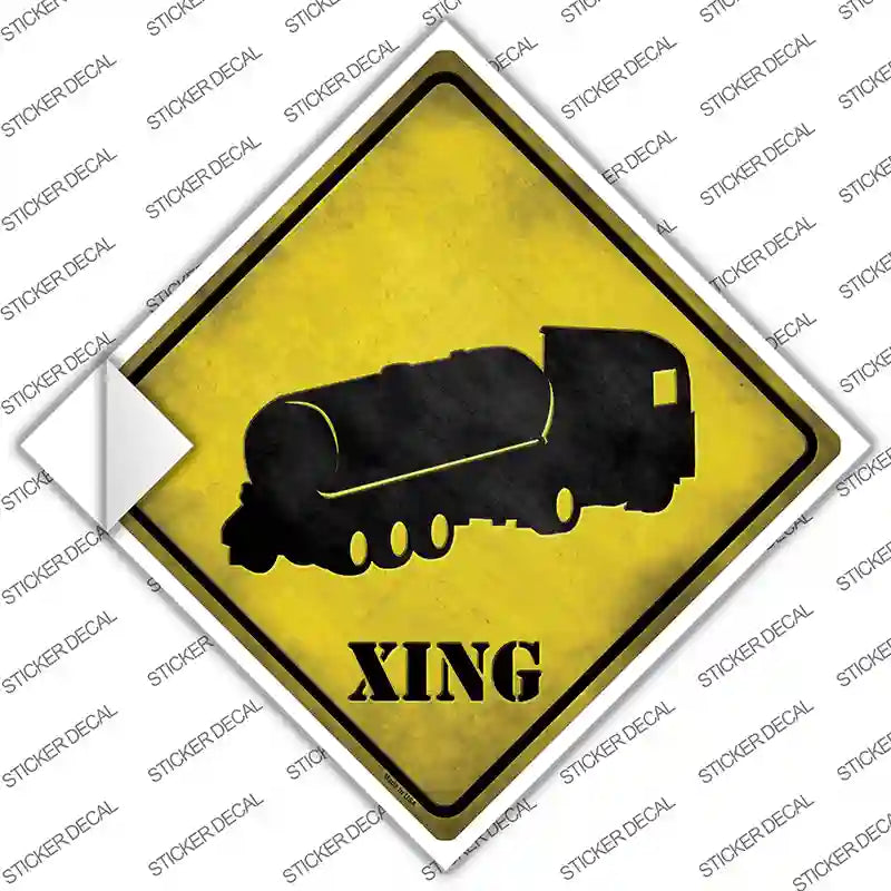 Tank Truck Xing Novelty Diamond Sticker Decal
