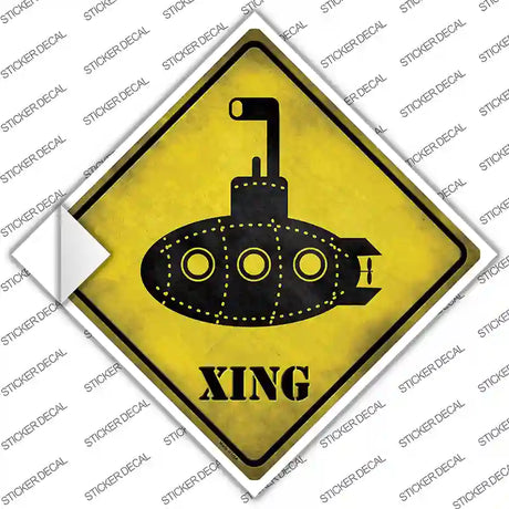 Cartoon Submarine Xing Novelty Diamond Sticker Decal