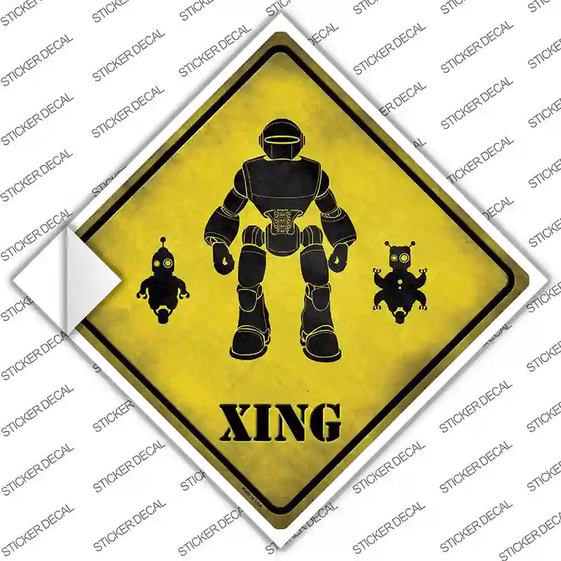 Robots Xing Novelty Diamond Sticker Decal