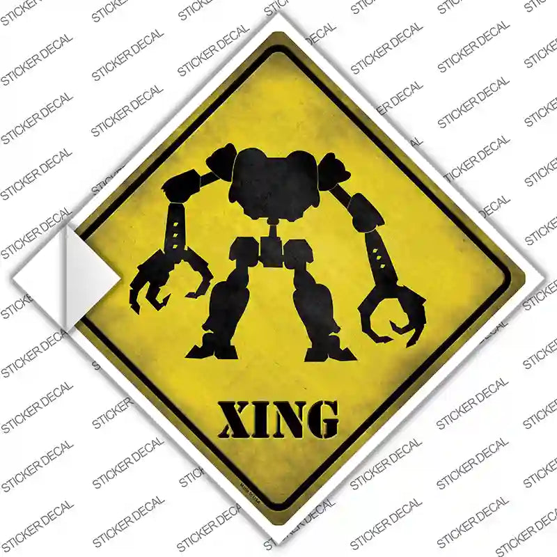 Menacing Robot Xing Novelty Diamond Sticker Decal