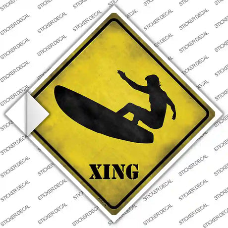 Surfer in Action Xing Novelty Diamond Sticker Decal