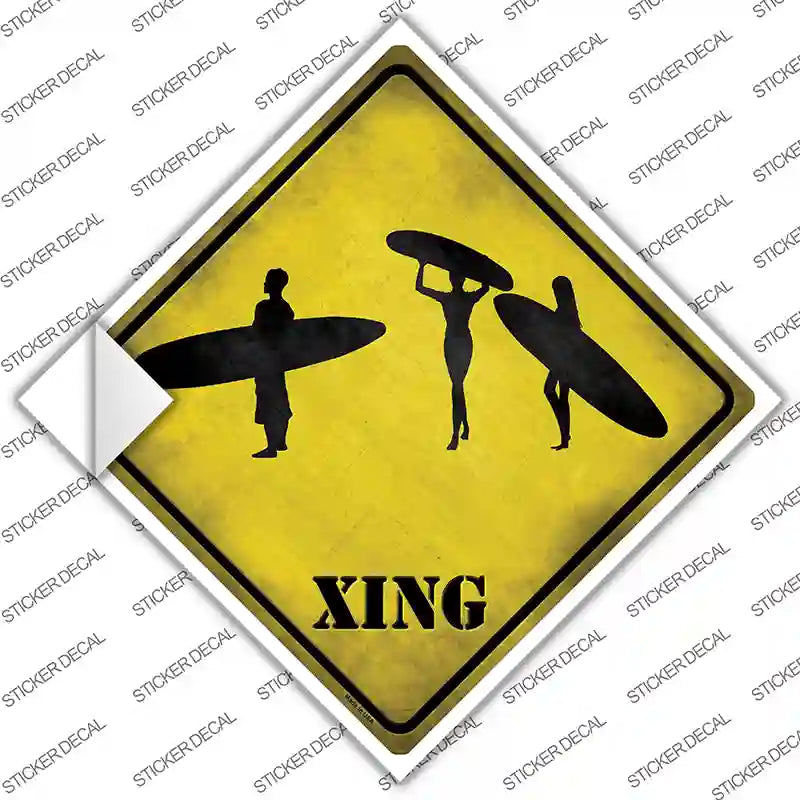 Surfers Xing Novelty Diamond Sticker Decal