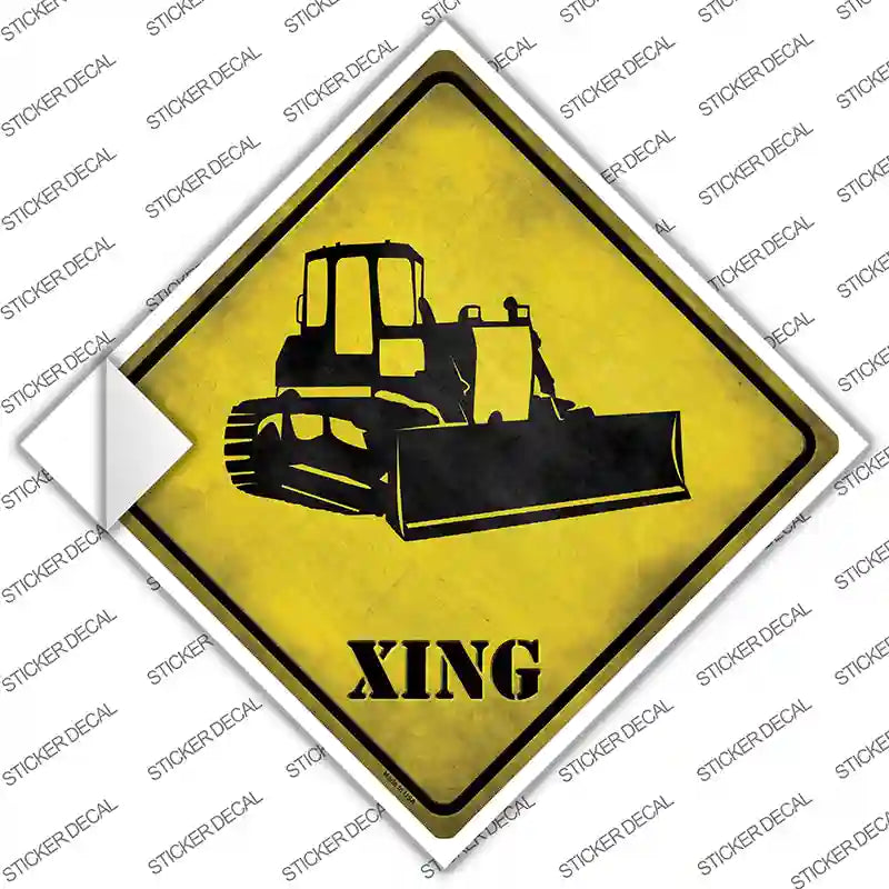 Bulldozer Xing Novelty Diamond Sticker Decal