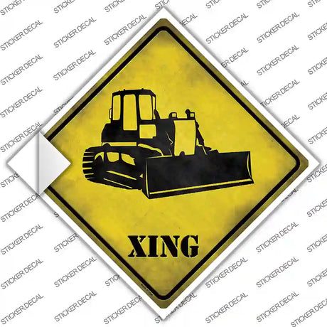 Bulldozer Xing Novelty Diamond Sticker Decal