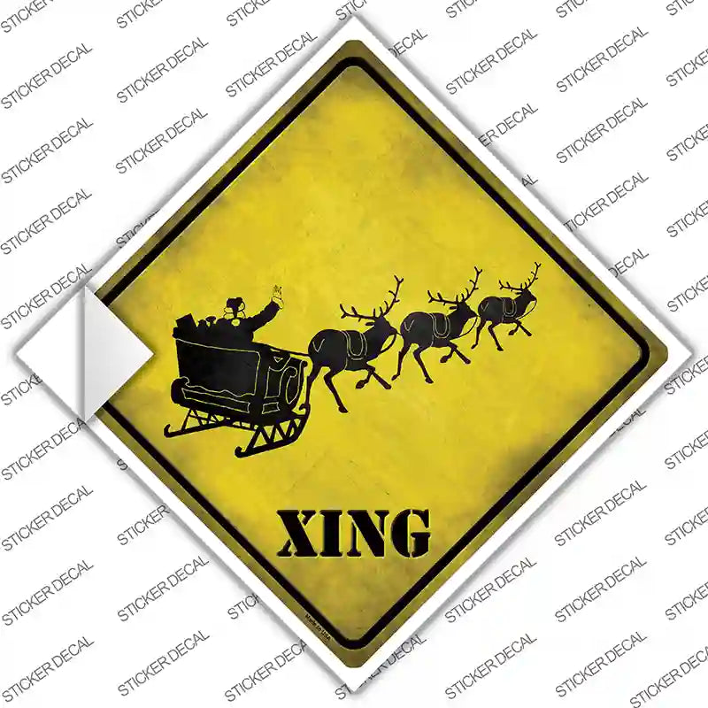 Santa Sleigh Novelty Diamond Sticker Decal
