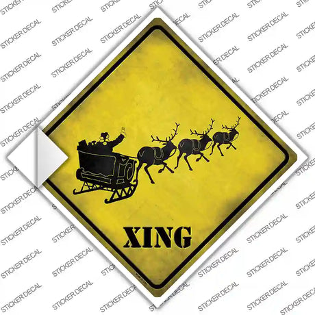 Santa Sleigh Novelty Diamond Sticker Decal