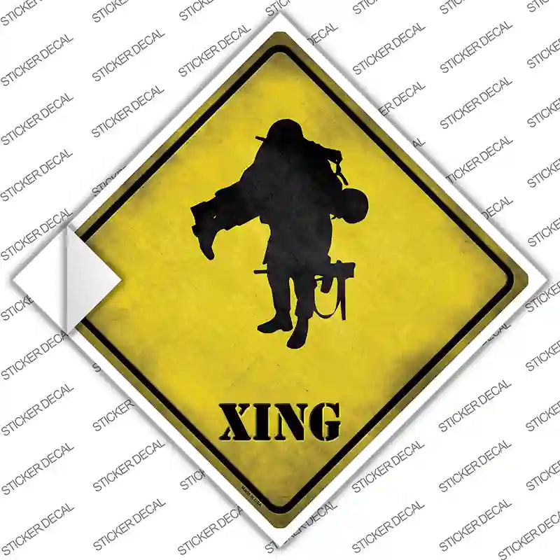 Soldier Carrying Wounded Xing Novelty Diamond Sticker Decal