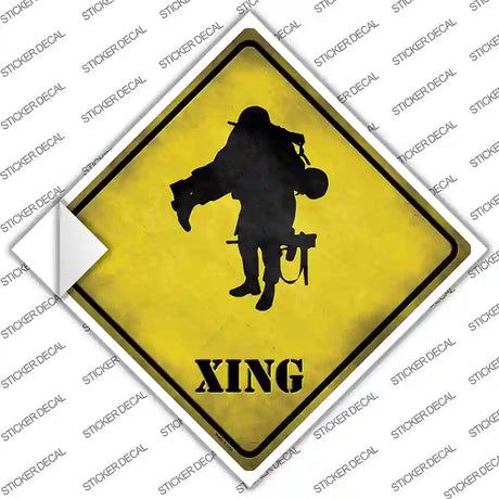 Soldier Carrying Wounded Xing Novelty Diamond Sticker Decal
