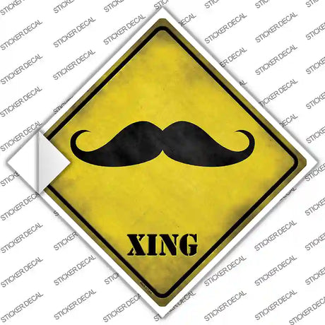 Classic Moustache Xing Novelty Diamond Sticker Decal