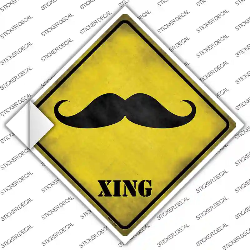 Classic Moustache Xing Novelty Diamond Sticker Decal