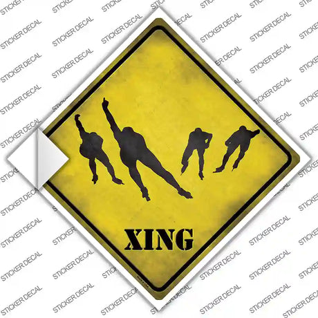 Speed Skating Group Xing Novelty Diamond Sticker Decal