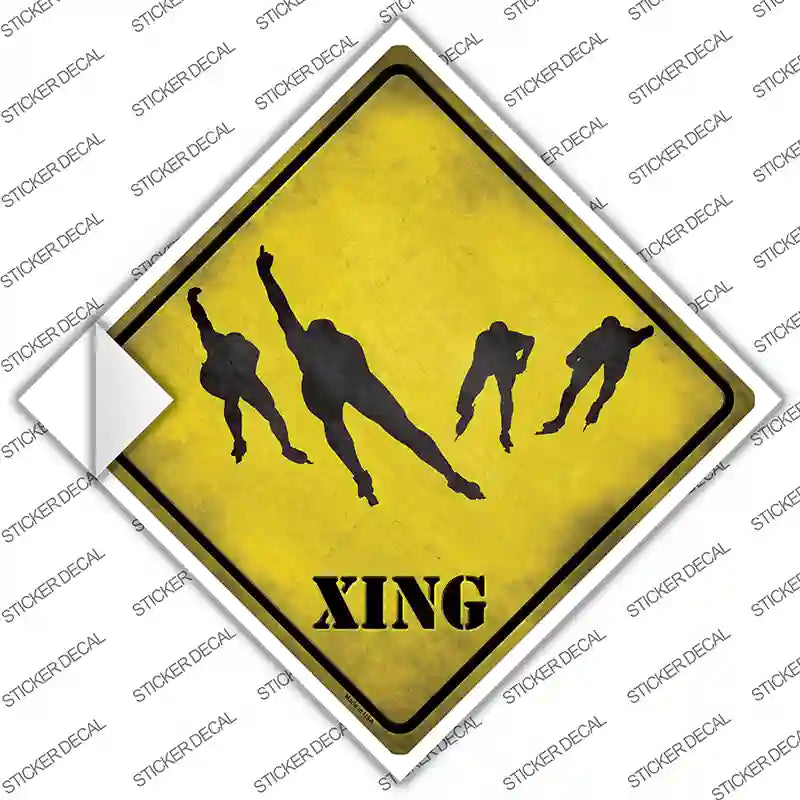 Speed Skating Group Xing Novelty Diamond Sticker Decal