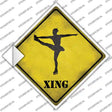 Twirling Figure Skater Xing Novelty Diamond Sticker Decal