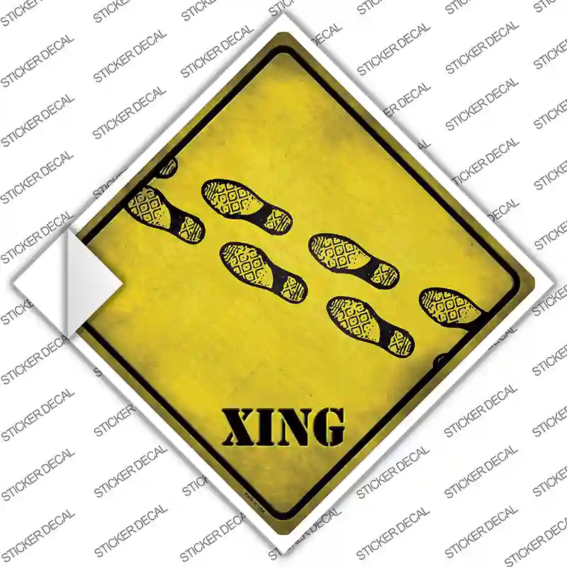 Footprints Xing Novelty Diamond Sticker Decal