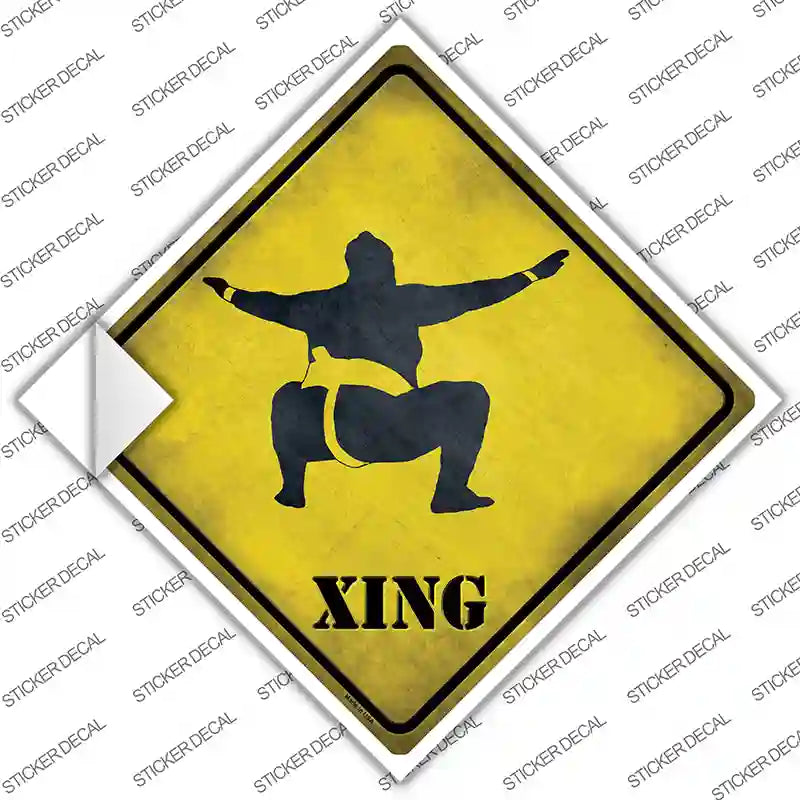 Sumo Wrestler Squatting Xing Novelty Diamond Sticker Decal