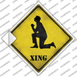 Man Praying On Knees Xing Novelty Diamond Sticker Decal