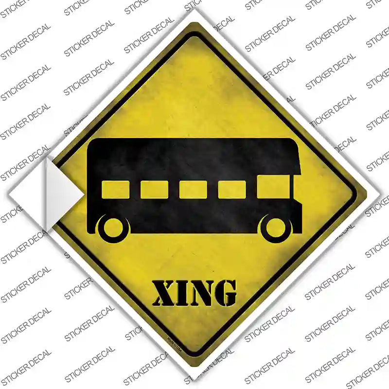 Double-Decker Bus Xing Novelty Diamond Sticker Decal