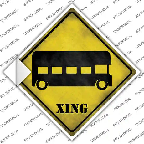 Double-Decker Bus Xing Novelty Diamond Sticker Decal