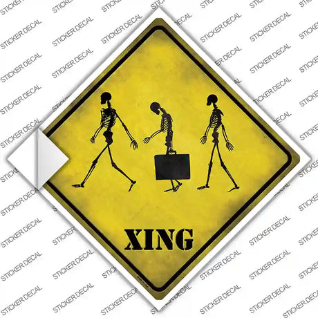 Three Walking Skeleton Xing Novelty Diamond Sticker Decal