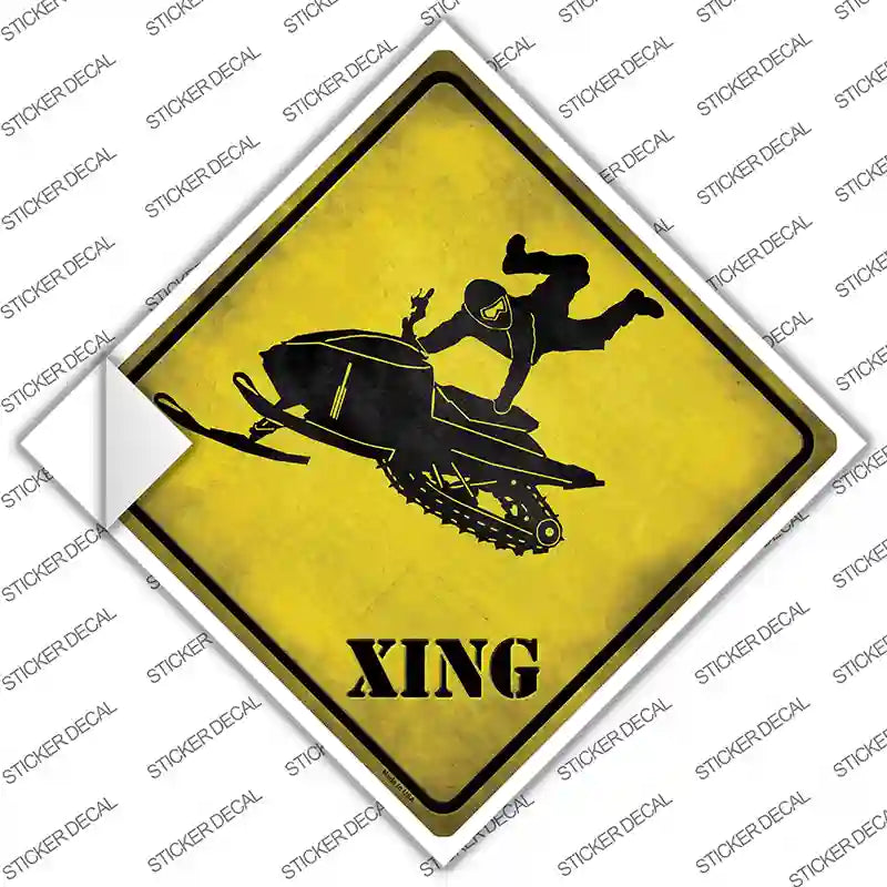 Extreme Snow Mobile Riding Xing Novelty Diamond Sticker Decal