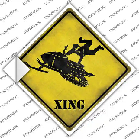 Extreme Snow Mobile Riding Xing Novelty Diamond Sticker Decal