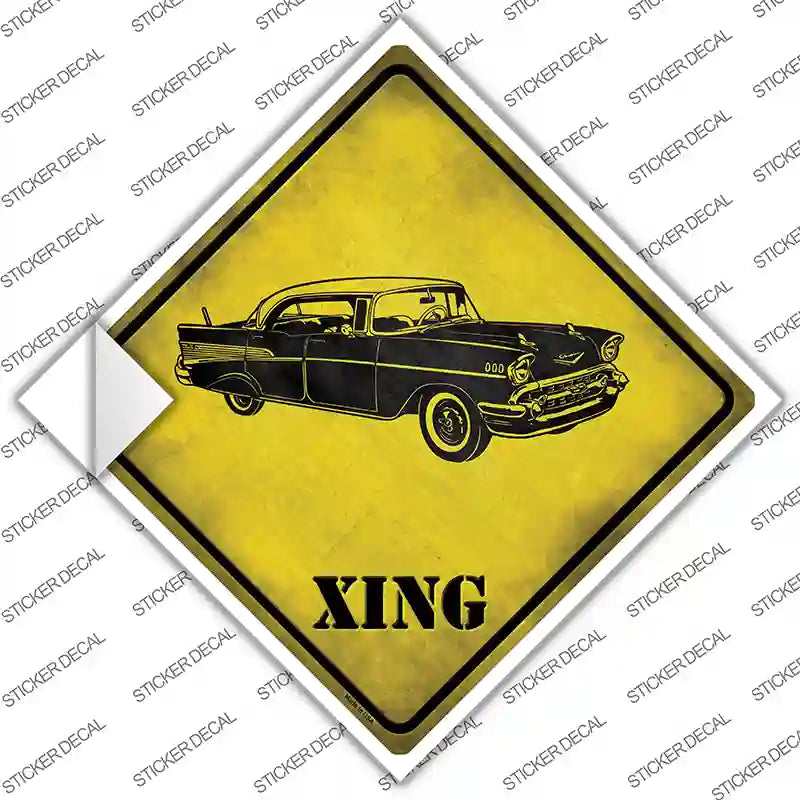 Classic 57 Chevy Xing Novelty Diamond Sticker Decal