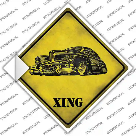 Classic Hot Rod Xing Novelty Diamond Sticker Decal