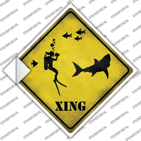 Scuba Diver Xing Novelty Diamond Sticker Decal