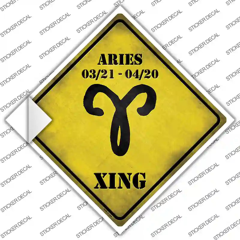Aries Zodiac Symbol Xing Novelty Diamond Sticker Decal