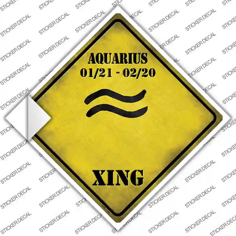 Aquarius Zodiac Symbol Xing Novelty Diamond Sticker Decal