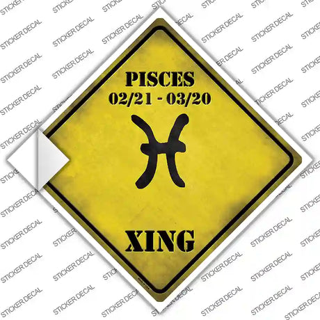 Pisces Zodiac Symbol Xing Novelty Diamond Sticker Decal